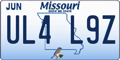MO license plate UL4L9Z