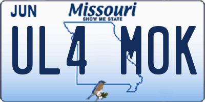 MO license plate UL4M0K