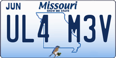 MO license plate UL4M3V