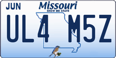 MO license plate UL4M5Z