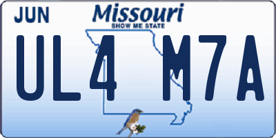 MO license plate UL4M7A