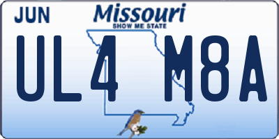 MO license plate UL4M8A
