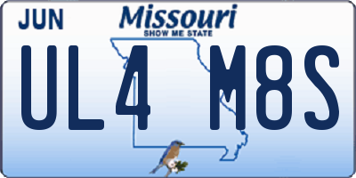 MO license plate UL4M8S