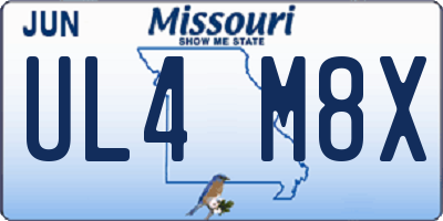 MO license plate UL4M8X
