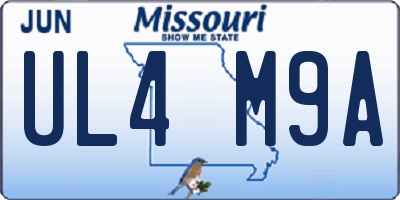 MO license plate UL4M9A