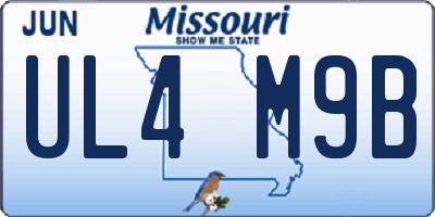 MO license plate UL4M9B