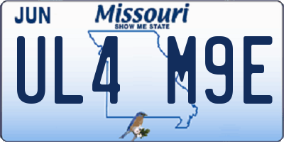 MO license plate UL4M9E