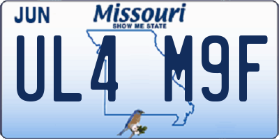 MO license plate UL4M9F