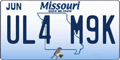 MO license plate UL4M9K