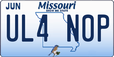 MO license plate UL4N0P