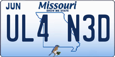 MO license plate UL4N3D