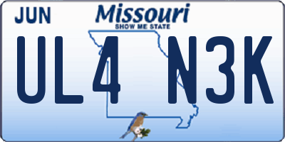 MO license plate UL4N3K