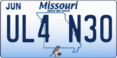 MO license plate UL4N3O