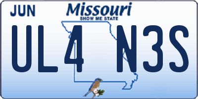 MO license plate UL4N3S