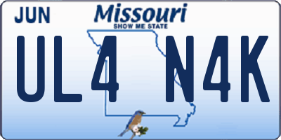 MO license plate UL4N4K