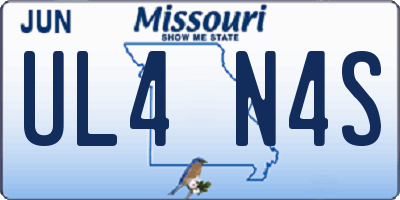 MO license plate UL4N4S