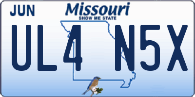 MO license plate UL4N5X