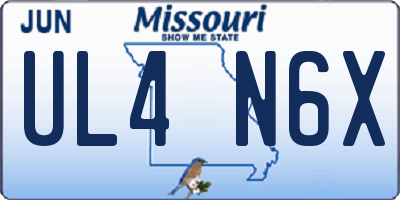 MO license plate UL4N6X