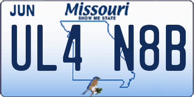 MO license plate UL4N8B