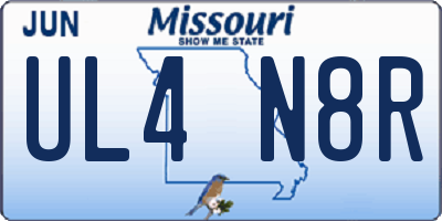 MO license plate UL4N8R