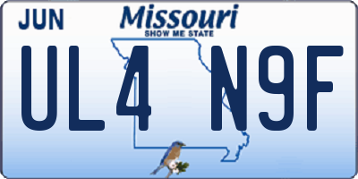 MO license plate UL4N9F