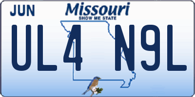 MO license plate UL4N9L