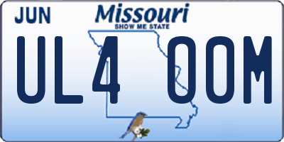 MO license plate UL4O0M