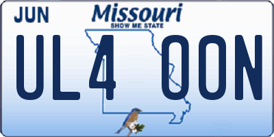 MO license plate UL4O0N