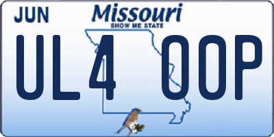 MO license plate UL4O0P