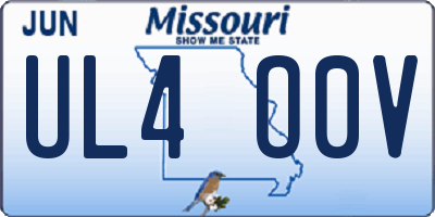 MO license plate UL4O0V