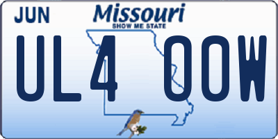 MO license plate UL4O0W