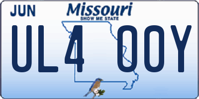 MO license plate UL4O0Y