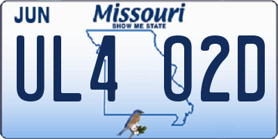 MO license plate UL4O2D