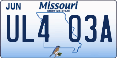 MO license plate UL4O3A