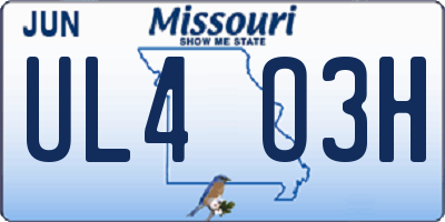 MO license plate UL4O3H