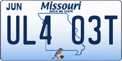MO license plate UL4O3T
