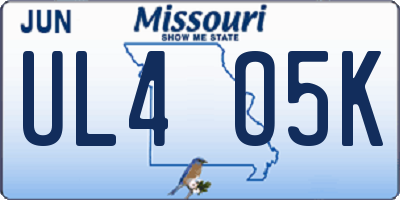 MO license plate UL4O5K