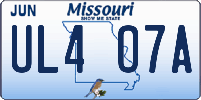 MO license plate UL4O7A