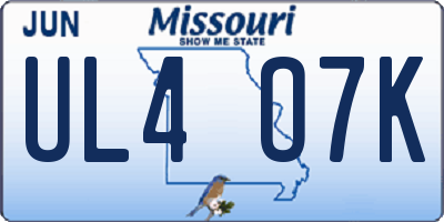 MO license plate UL4O7K