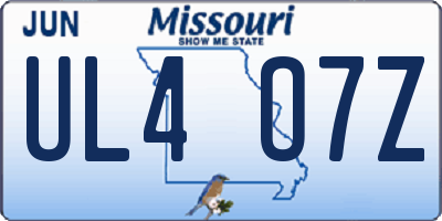 MO license plate UL4O7Z