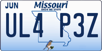 MO license plate UL4P3Z