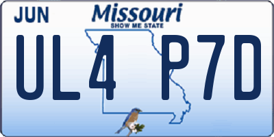 MO license plate UL4P7D