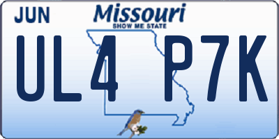 MO license plate UL4P7K