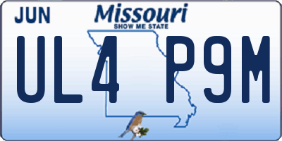 MO license plate UL4P9M