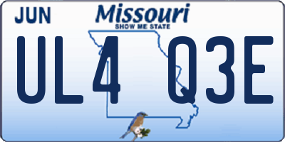 MO license plate UL4Q3E