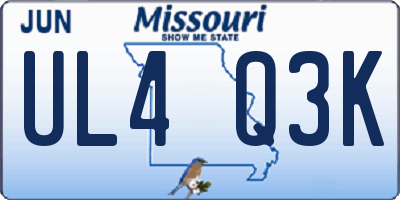 MO license plate UL4Q3K
