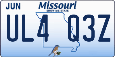 MO license plate UL4Q3Z