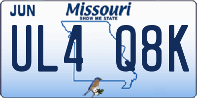 MO license plate UL4Q8K