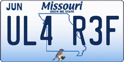 MO license plate UL4R3F