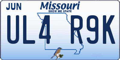 MO license plate UL4R9K